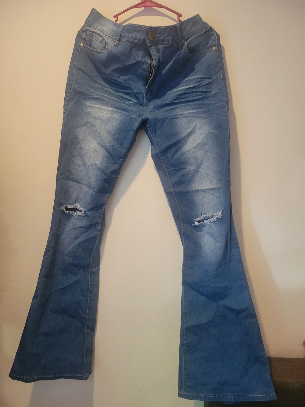 VIP Blue Distressed Flare Jeans